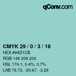 Código de color: CMYK 29 / 0 / 3 / 18 | qconv.com