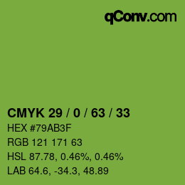 Farbcode: CMYK 29 / 0 / 63 / 33 | qconv.com