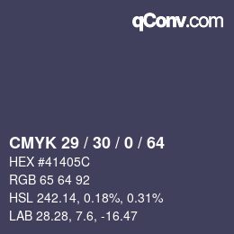 Color code: CMYK 29 / 30 / 0 / 64 | qconv.com