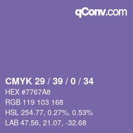 Código de color: CMYK 29 / 39 / 0 / 34 | qconv.com