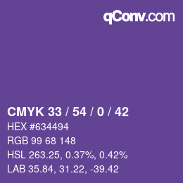 カラーコード: CMYK 33 / 54 / 0 / 42 | qconv.com