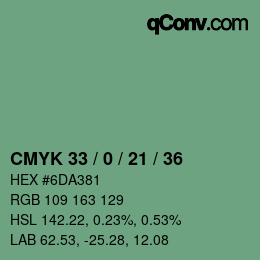 カラーコード: CMYK 33 / 0 / 21 / 36 | qconv.com