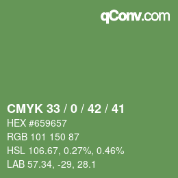 Color code: CMYK 33 / 0 / 42 / 41 | qconv.com