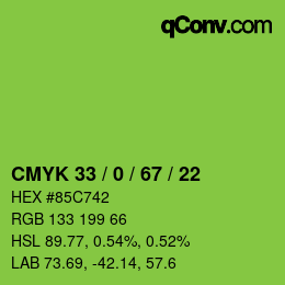 Farbcode: CMYK 33 / 0 / 67 / 22 | qconv.com