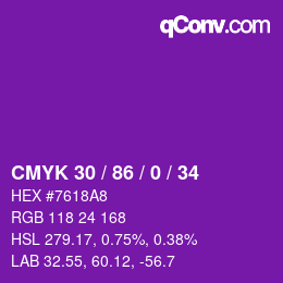 Color code: CMYK 30 / 86 / 0 / 34 | qconv.com