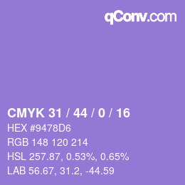 Color code: CMYK 31 / 44 / 0 / 16 | qconv.com