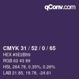 Code couleur: CMYK 31 / 52 / 0 / 65 | qconv.com