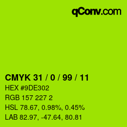 Color code: CMYK 31 / 0 / 99 / 11 | qconv.com