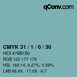 Code couleur: CMYK 31 / 1 / 0 / 30 | qconv.com