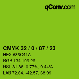 Code couleur: CMYK 32 / 0 / 87 / 23 | qconv.com