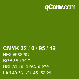 Código de color: CMYK 32 / 0 / 95 / 49 | qconv.com