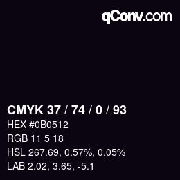 Color code: CMYK 37 / 74 / 0 / 93 | qconv.com