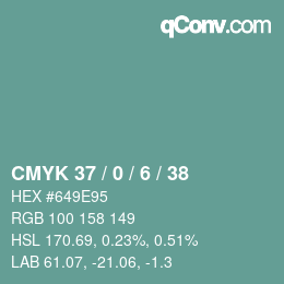 Code couleur: CMYK 37 / 0 / 6 / 38 | qconv.com