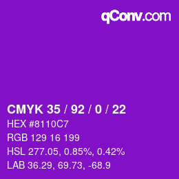 Color code: CMYK 35 / 92 / 0 / 22 | qconv.com