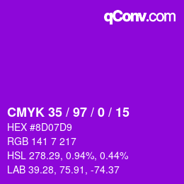 カラーコード: CMYK 35 / 97 / 0 / 15 | qconv.com