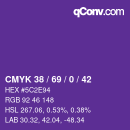 Color code: CMYK 38 / 69 / 0 / 42 | qconv.com