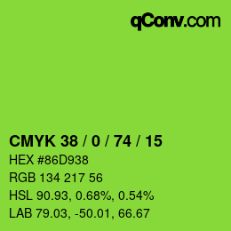 Color code: CMYK 38 / 0 / 74 / 15 | qconv.com