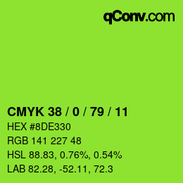 Farbcode: CMYK 38 / 0 / 79 / 11 | qconv.com