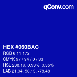 Código de color: HEX #060BAC | qconv.com