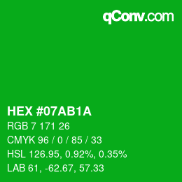 Color code: HEX #07AB1A | qconv.com