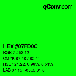 Farbcode: HEX #07FD0C | qconv.com