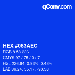 カラーコード: HEX #083AEC | qconv.com