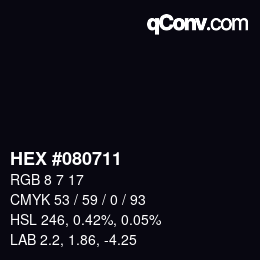 Código de color: HEX #080711 | qconv.com