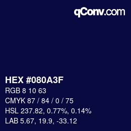 Code couleur: HEX #080A3F | qconv.com