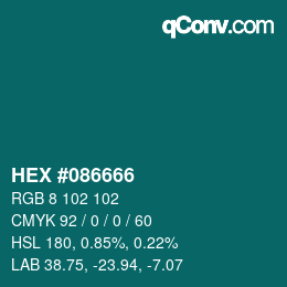 Código de color: HEX #086666 | qconv.com