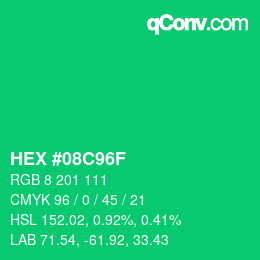 Color code: HEX #08C96F | qconv.com