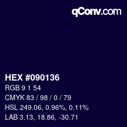 Color code: HEX #090136 | qconv.com