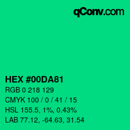 カラーコード: HEX #00DA81 | qconv.com