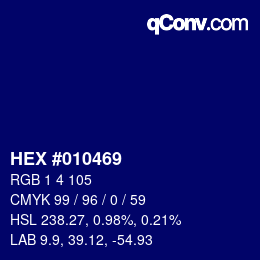 カラーコード: HEX #010469 | qconv.com