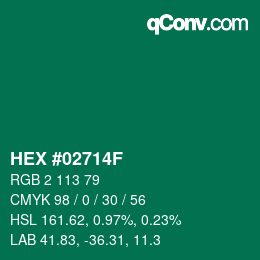 Código de color: HEX #02714F | qconv.com