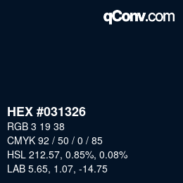 Code couleur: HEX #031326 | qconv.com