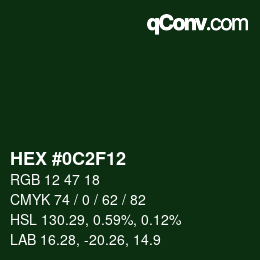 Code couleur: HEX #0C2F12 | qconv.com