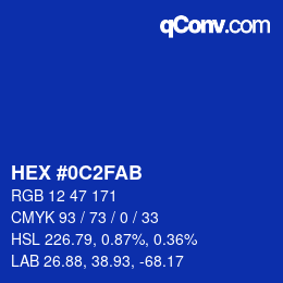 Código de color: HEX #0C2FAB | qconv.com