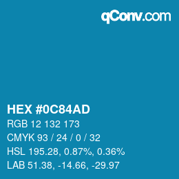 Code couleur: HEX #0C84AD | qconv.com