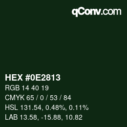 Farbcode: HEX #0E2813 | qconv.com