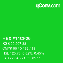 Código de color: HEX #14CF26 | qconv.com