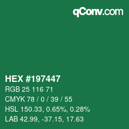 Color code: HEX #197447 | qconv.com