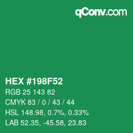 Code couleur: HEX #198F52 | qconv.com