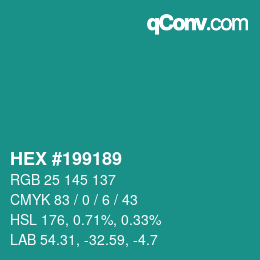 Código de color: HEX #199189 | qconv.com