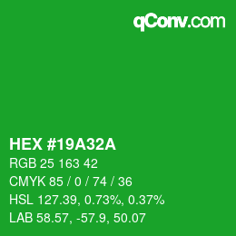 Código de color: HEX #19A32A | qconv.com