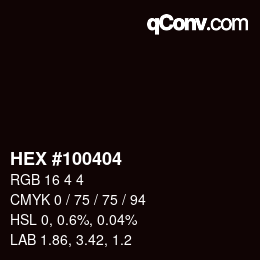 Código de color: HEX #100404 | qconv.com