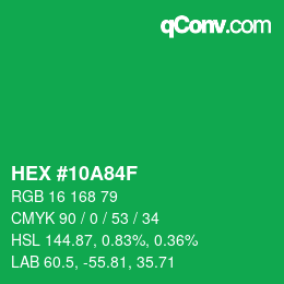 Código de color: HEX #10A84F | qconv.com