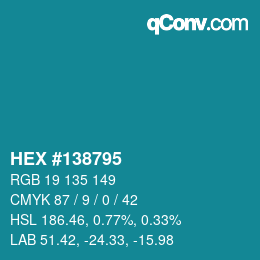 Color code: HEX #138795 | qconv.com