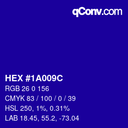 Código de color: HEX #1A009C | qconv.com