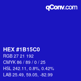 Código de color: HEX #1B15C0 | qconv.com