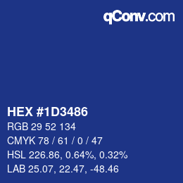 Farbcode: HEX #1D3486 | qconv.com